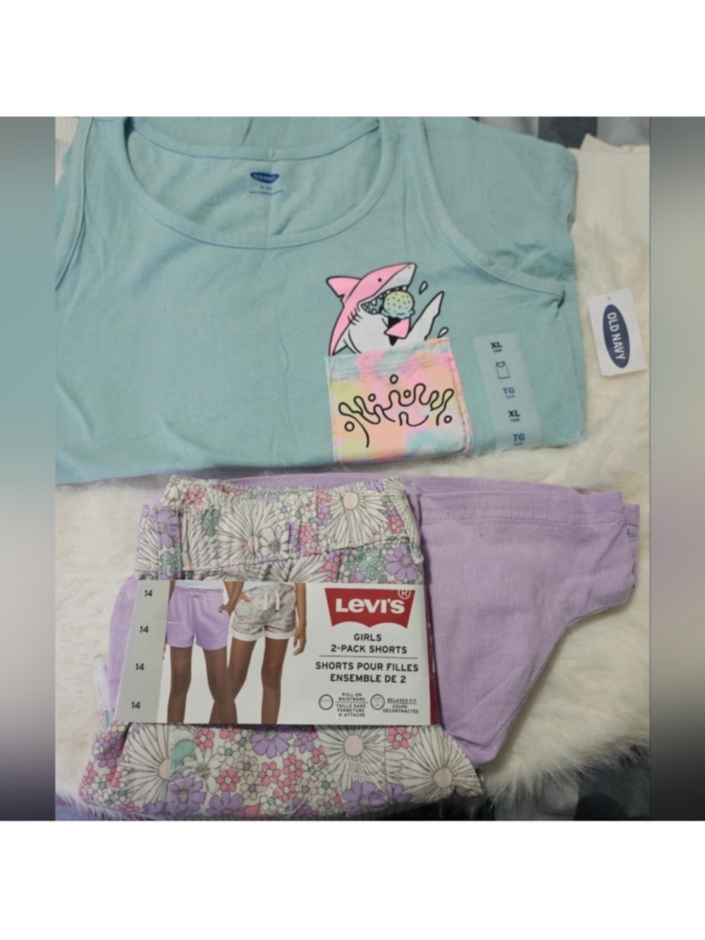 Levi's Girls Lavender and Floral 2-Pack Shorts